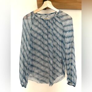 100% Silk Isabel Marant Long Sleeve Sheer Blouse Size Medium